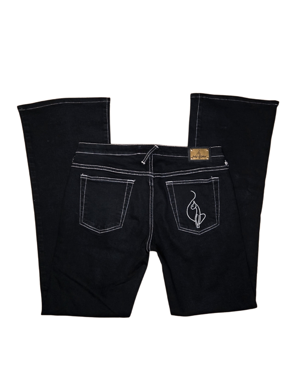 Y2k Baby Phat Black Jeans with Contrast Stitching!